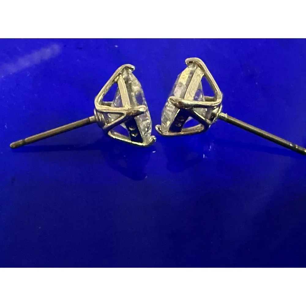 Swarovski Crystal Square Princess Cut Stud Earrings Silver Tone Clear Sparkle